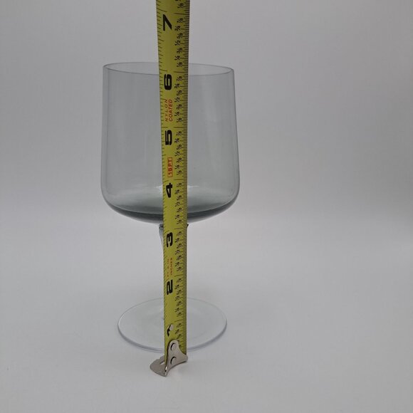 Serenity Gray Smoke Glass Wine Goblet With Clear Stemware - Picture 9 of 11